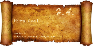 Hirs Axel névjegykártya